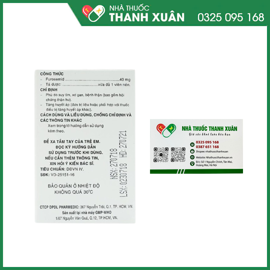 Diurefar 40 trị phù do suy tim, xơ gan, bệnh thận, tăng huyết áp